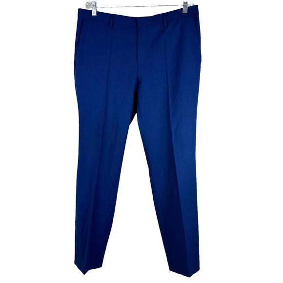 Hugo Boss NWT Performance Super Flex Virgin Wool Blend Blue Dress Pants Size 36R